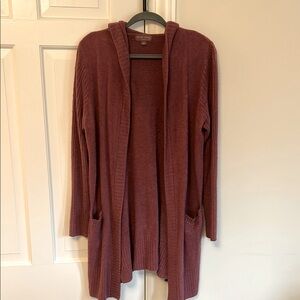 Women's Barefoot Dreams Hooded Cardigan Sweater - Burgundy